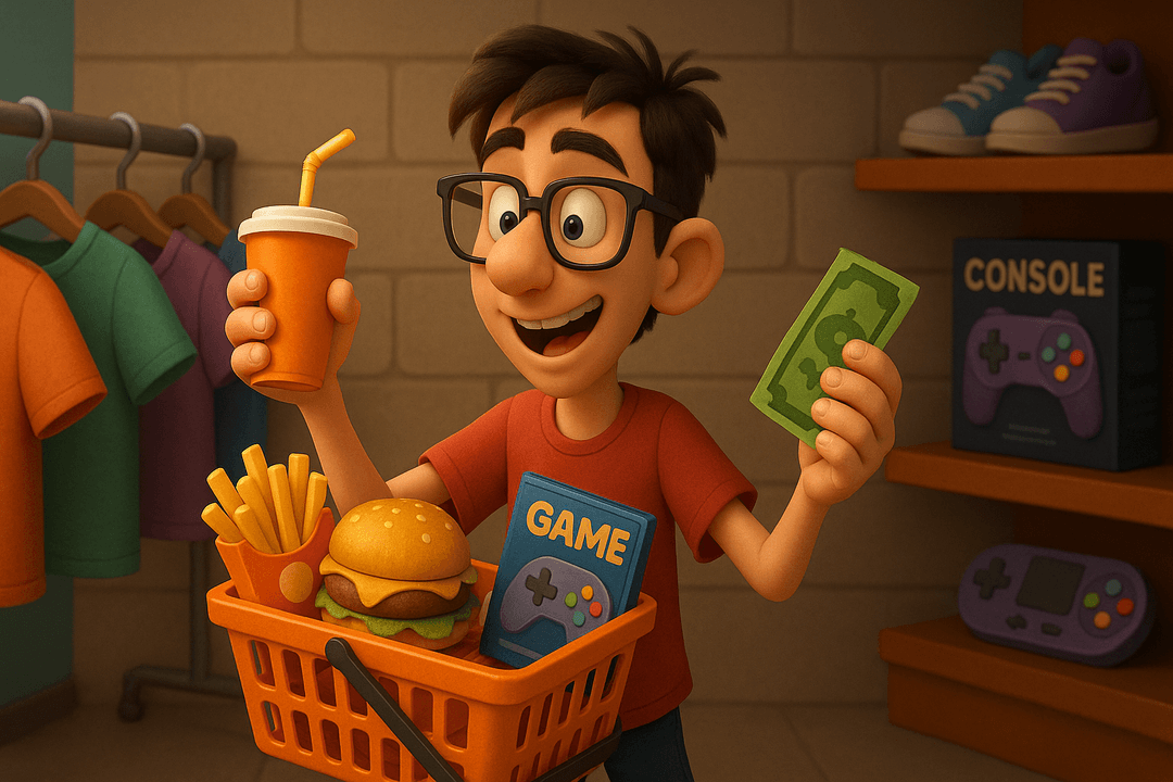 Teen overspending illustration